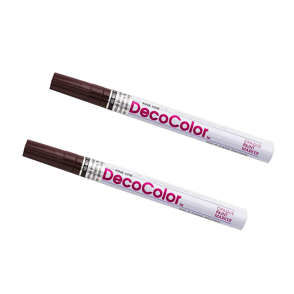 Marvy Uchida Opaque Paint Markers, Fine Tip, Dark Brown, 2/Pack (7665894a)