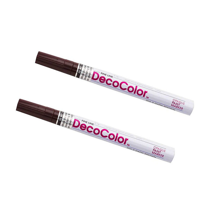 Marvy Uchida Opaque Paint Markers, Fine Tip, Dark Brown, 2/Pack (7665894a)