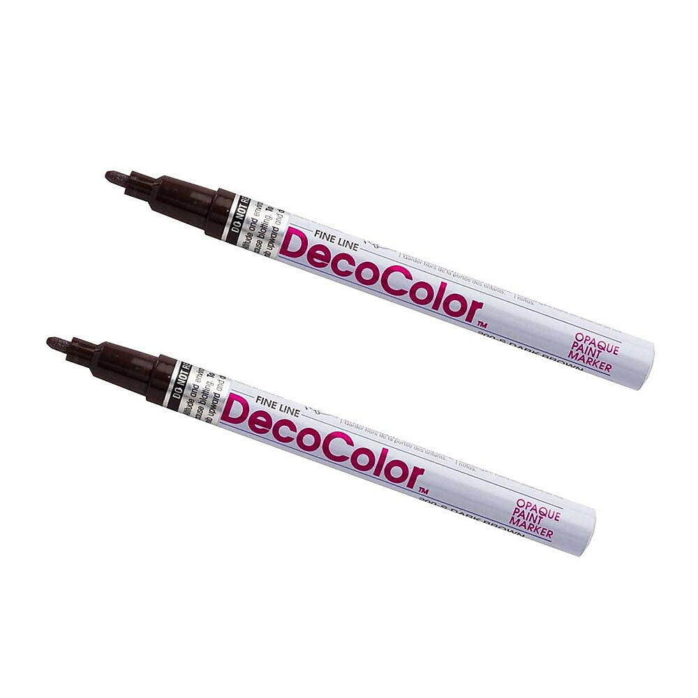 Marvy Uchida Opaque Paint Markers, Fine Tip, Dark Brown, 2/Pack (7665894a)