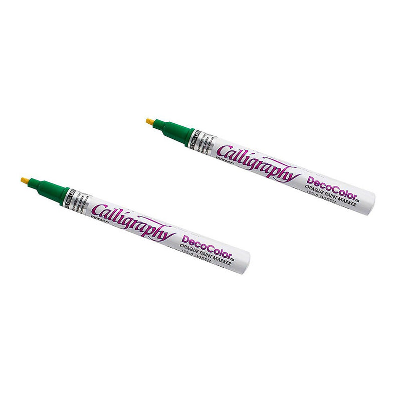 Marvy Uchida Calligraphy Opaque Paint Markers, Green, 2/Pack (6517628a)