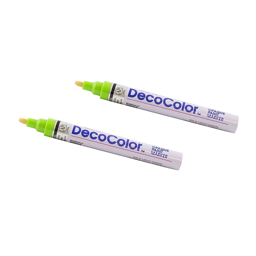 Marvy Uchida DecoColor Opaque Paint Markers, Broad Tip, Light Green, 2/Pack (526300LGa)
