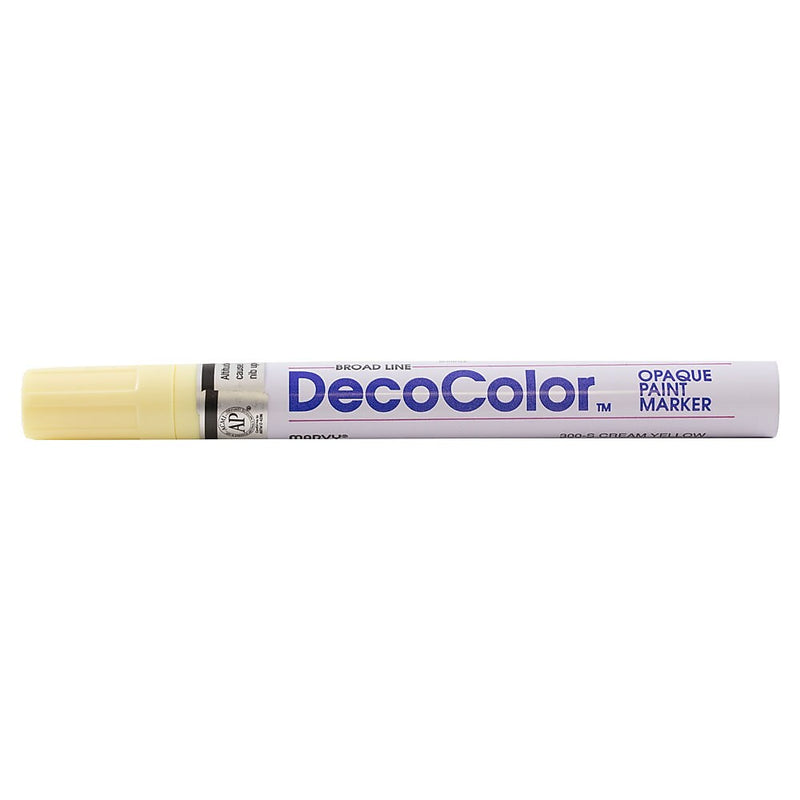 Marvy Uchida DecoColor Opaque Paint Markers, Broad Tip, Cream Yellow, 2/Pack (526300CYa)