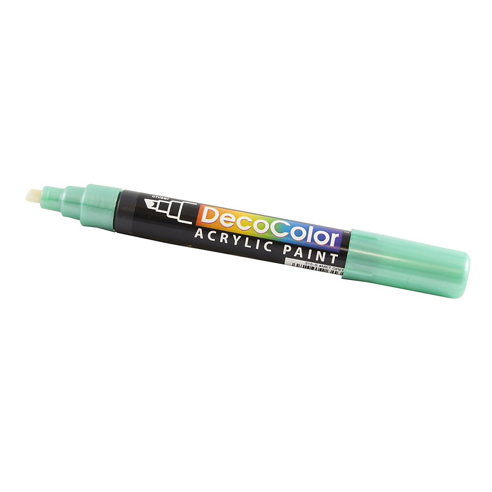 Marvy Uchida Acrylic Paint Markers, Chisel Tip, Metallic Green, 2/Pack (526315MGa)