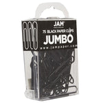 JAM Paper Jumbo Paper Clips, 2" Capacity, Black, 75 Clips/Pack, 2/Pack (2184933a)