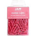 JAM Paper Paper Clips, 1" Capacity, Pink, 100 Clips/Pack, 2/Pack (42186872a)