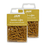 JAM Paper Paper Clips, 1" Capacity, Gold, 100 Clips/Pack, 2/Pack (21832058a)