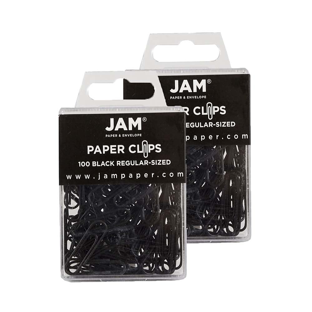 JAM Paper Paper Clips, 1" Capacity, Black, 100 Clips/Pack, 2/Pack (2183750a)