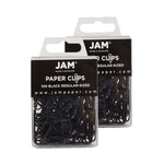 JAM Paper Paper Clips, 1" Capacity, Black, 100 Clips/Pack, 2/Pack (2183750a)