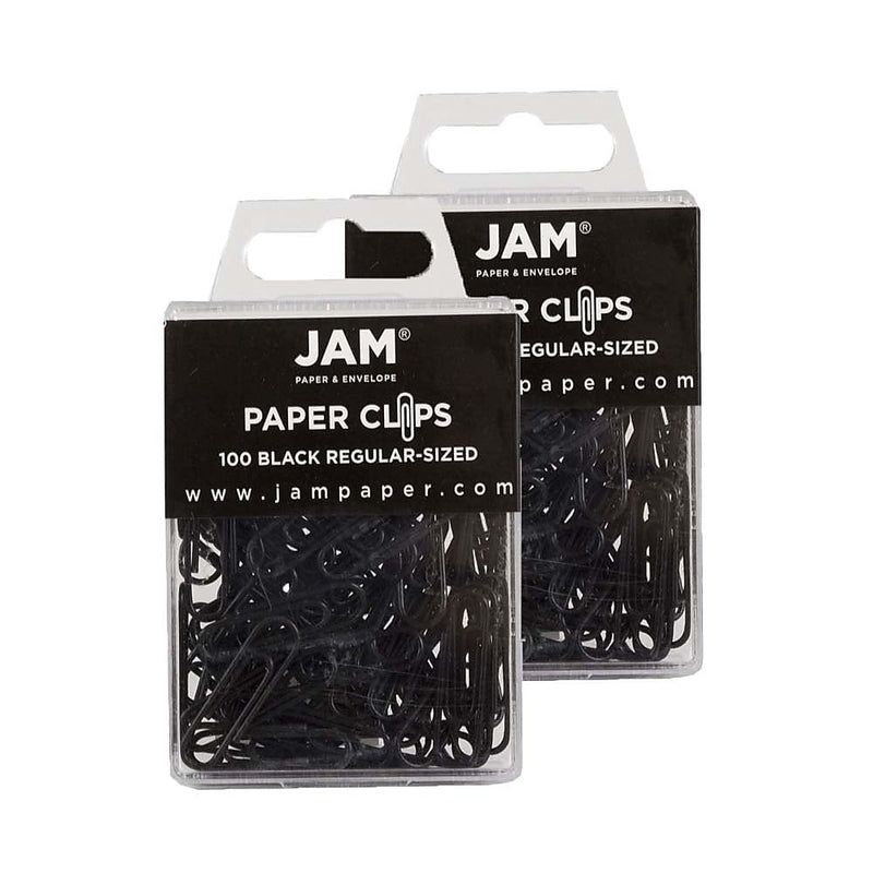 JAM Paper Paper Clips, 1" Capacity, Black, 100 Clips/Pack, 2/Pack (2183750a)