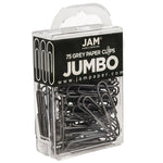 JAM Paper Jumbo Paper Clips, 2" Capacity, Gray, 75 Clips/Pack, 2/Pack (21830628a)