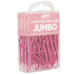JAM Paper Jumbo Paper Clips, 2" Capacity, Pink, 75 Clips/Pack, 2/Pack (42186873a)