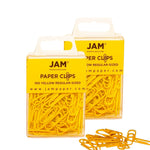 JAM Paper Paper Clips, 1" Capacity, Yellow, 100 Clips/Pack, 2/Pack (2183756a)