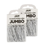 JAM Paper Jumbo Paper Clips, 2" Capacity, White, 5 Clips/Pack, 2/Pack (2184934a)