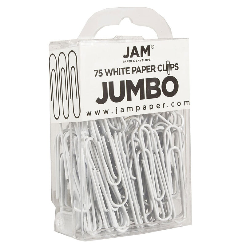 JAM Paper Jumbo Paper Clips, 2" Capacity, White, 5 Clips/Pack, 2/Pack (2184934a)