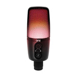 QFX Ultra-High-Resolution USB Microphone with RGB Studio Lights & Desk Tripod Stand, Black (M-192)