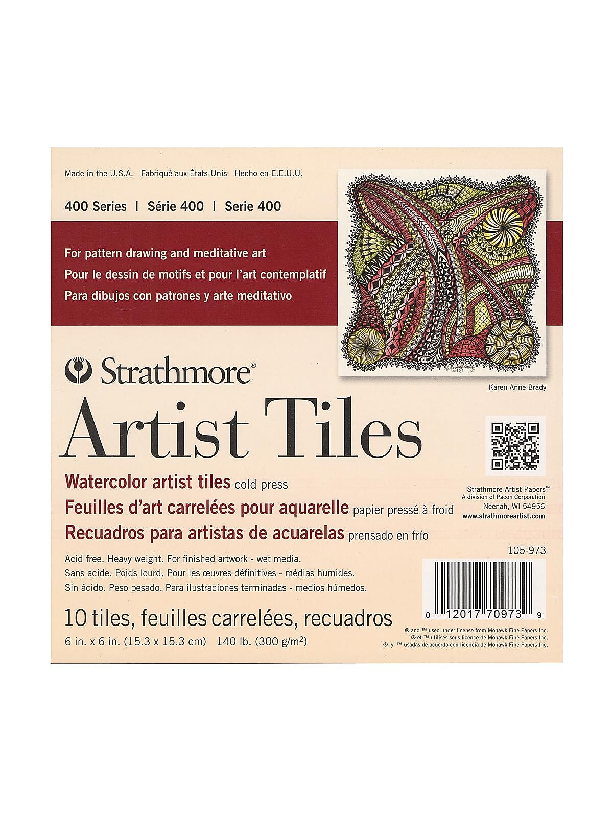 Strathmore Artist Tiles Watercolor Pad, 6" x 6", 10 Sheets/Pad, 2 Pads/Pack (PK2-105-973-1)