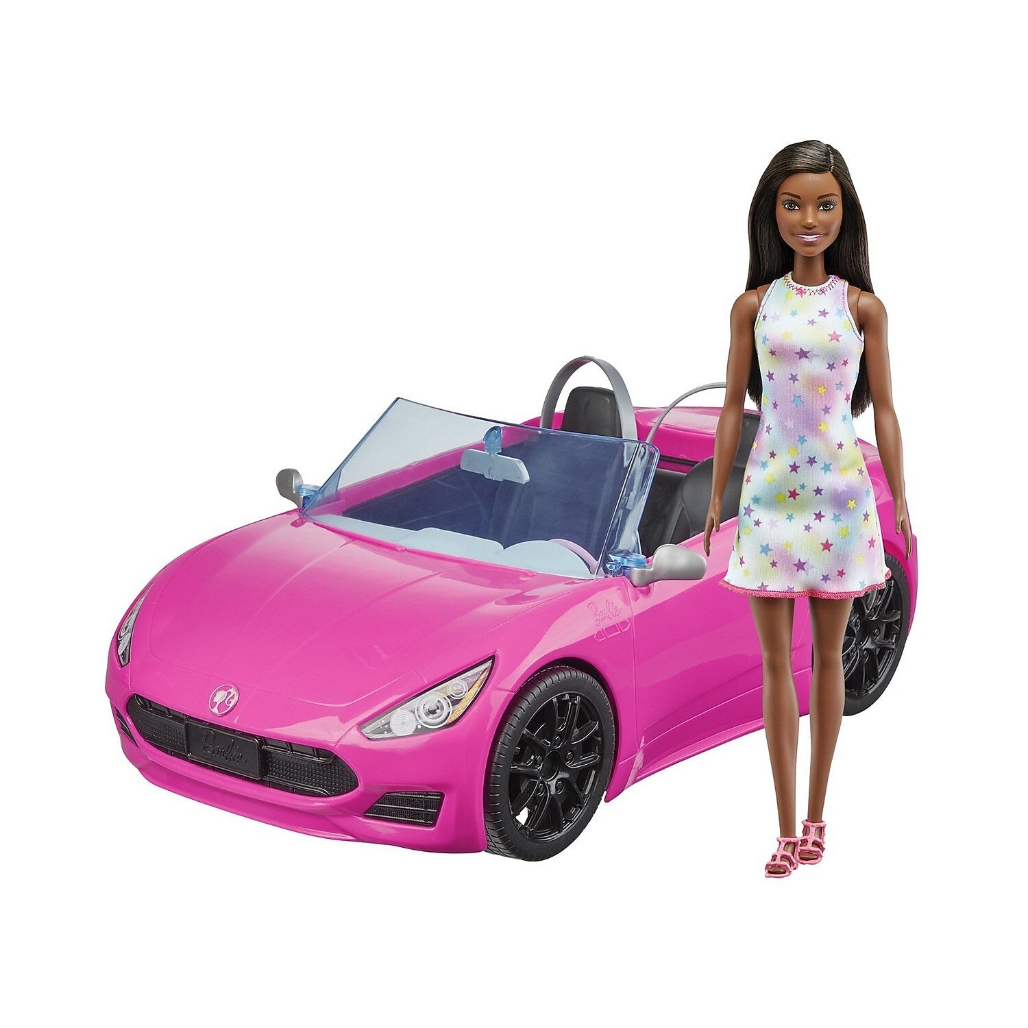 Mattel Barbie Doll and Pink Convertible Car Playset, 2/Pack (HBY30)