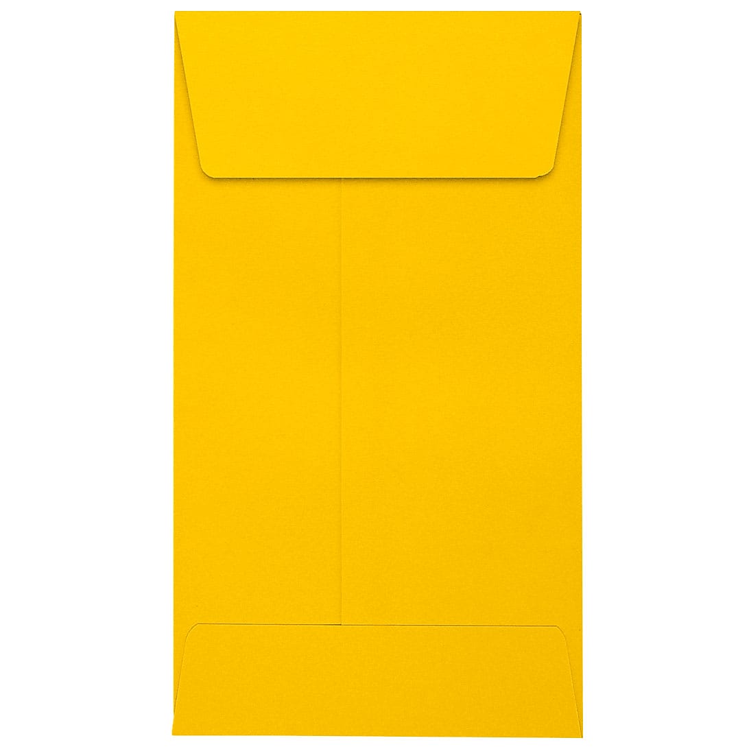 JAM Paper Self Seal #5 1/2 Coin Envelopes, 3 1/8" x 5 1/2", Sunflower Yellow, 50/Pack (LUX-512CO-12-50)