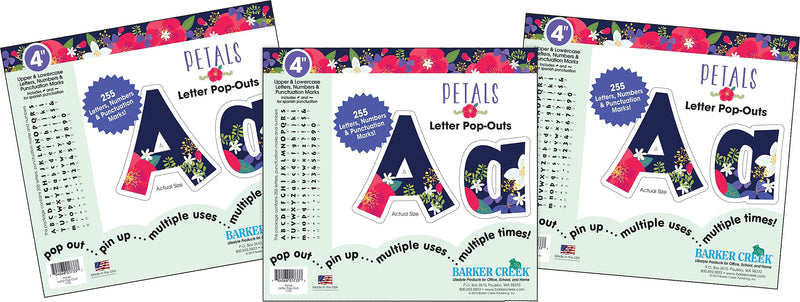 Barker Creek Petals & Prickles  4" Letters and Numbers, Multicolored, 765/Pack (4318)