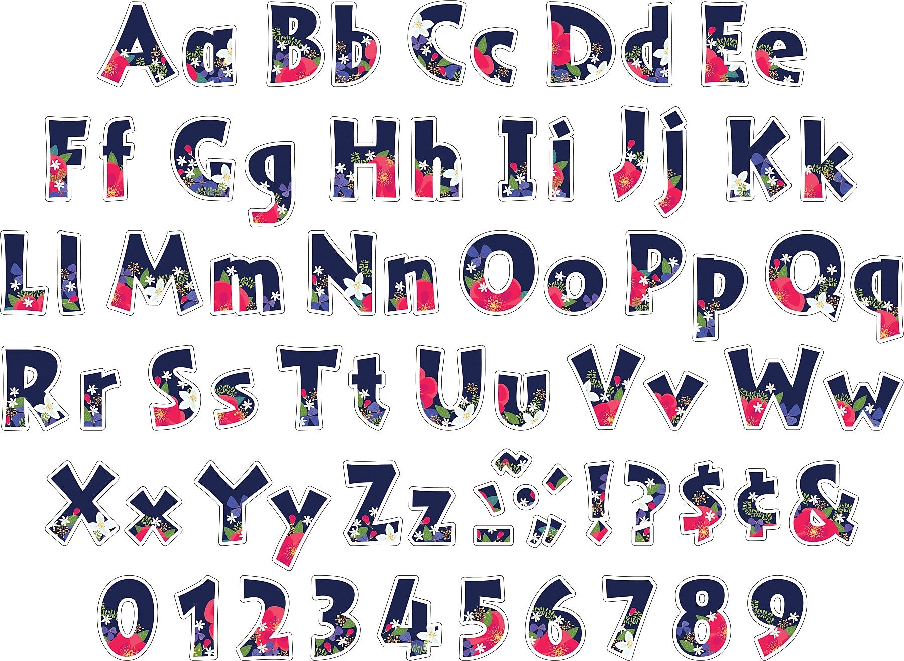 Barker Creek Petals & Prickles  4" Letters and Numbers, Multicolored, 765/Pack (4318)