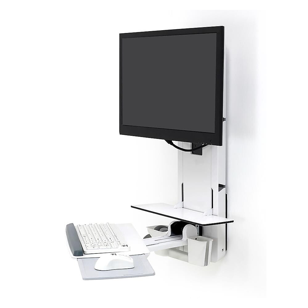 Ergotron StyleView Sit-Stand Adjustable Single Arm Vertical Lift, Patient Room Mount, 24" Screen Support, White (61-080-062)