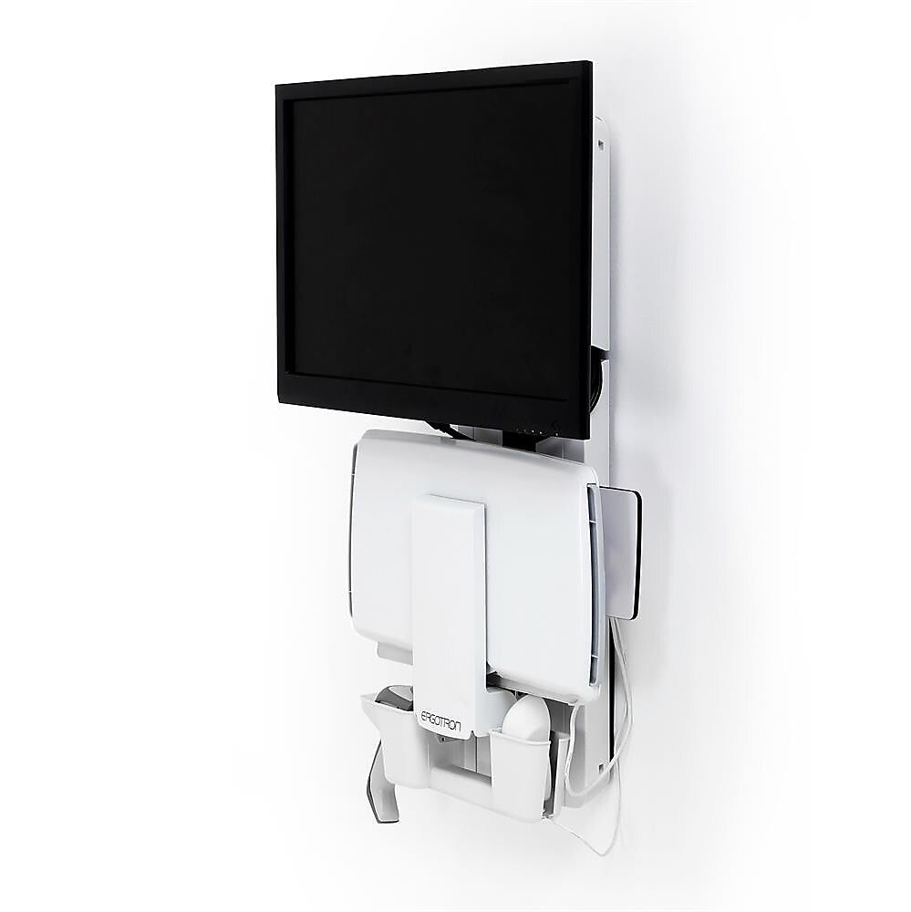 Ergotron StyleView Sit-Stand Adjustable Single Arm Vertical Lift, Patient Room Mount, 24" Screen Support, White (61-080-062)