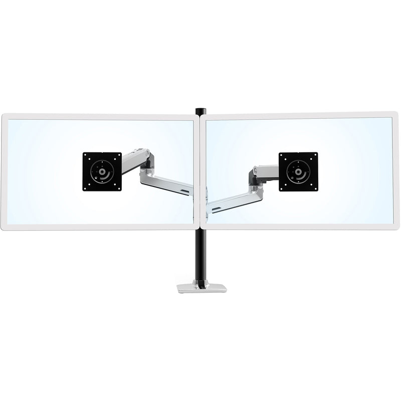 Ergotron LX Adjustable Dual Stacking Arm Tall Pole Desk Mount, 40" Screen Support, Polished Aluminum (45-549-026)