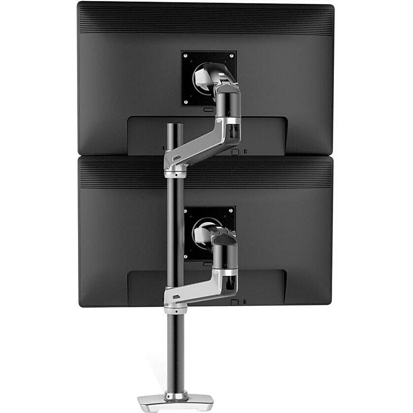 Ergotron LX Adjustable Dual Stacking Arm Tall Pole Desk Mount, 40" Screen Support, Polished Aluminum (45-549-026)