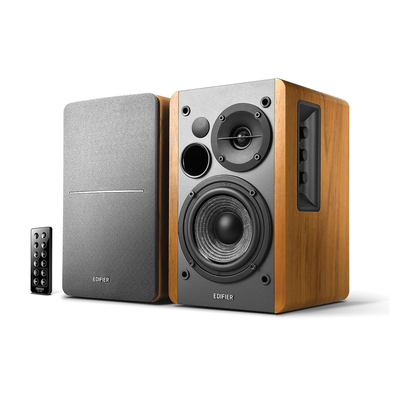 Edifier R1280T 42-Watt Continuous-Power Amplified Bookshelf Speakers, 2-Count, Black