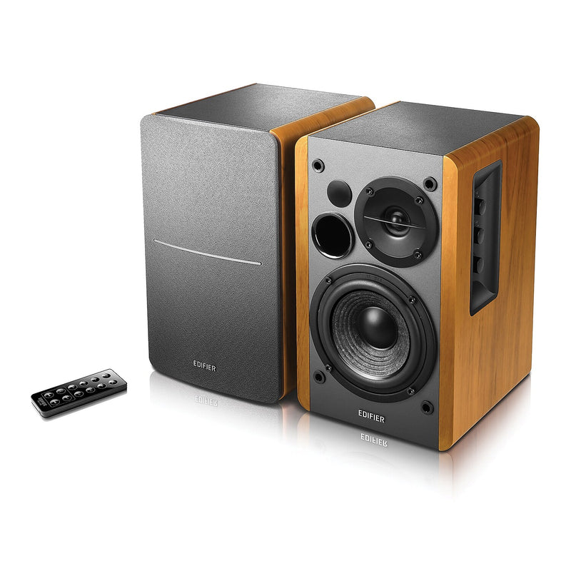 Edifier R1280T 42-Watt Continuous-Power Amplified Bookshelf Speakers, 2-Count, Black