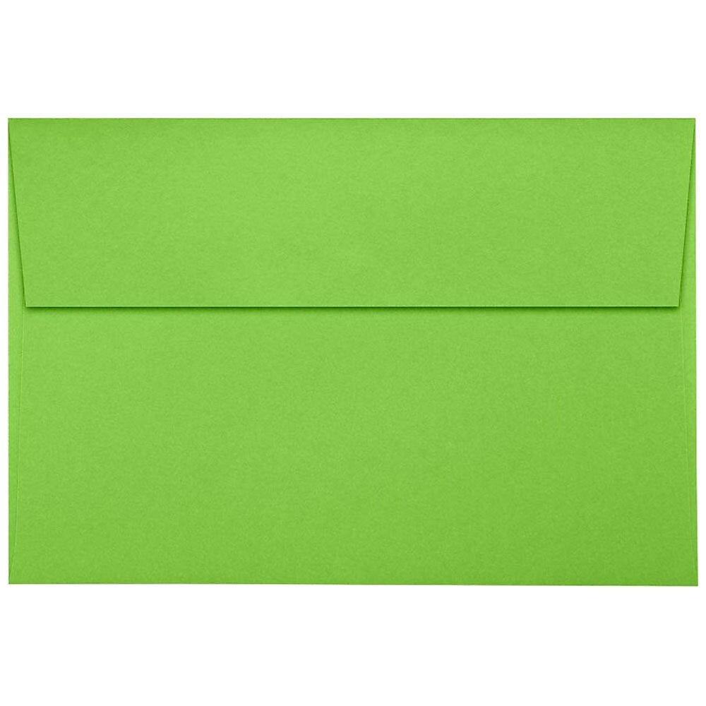JAM Paper A8 Self Seal Invitation Envelopes, 5 1/2" x 8 1/8", Limelight Green, 250/Pack (4885-101-250)