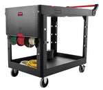 Rubbermaid Heavy Duty Adaptable 2-Shelf Mobile Utility Cart, Medium, 36"H x 51.5"L x 25.2"W, Black (1997208)