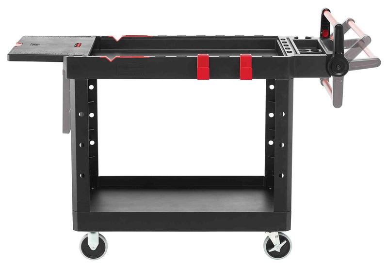 Rubbermaid Heavy Duty Adaptable 2-Shelf Mobile Utility Cart, Medium, 36"H x 51.5"L x 25.2"W, Black (1997208)