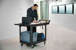 Rubbermaid Heavy Duty Adaptable 2-Shelf Mobile Utility Cart, Medium, 36"H x 51.5"L x 25.2"W, Black (1997208)