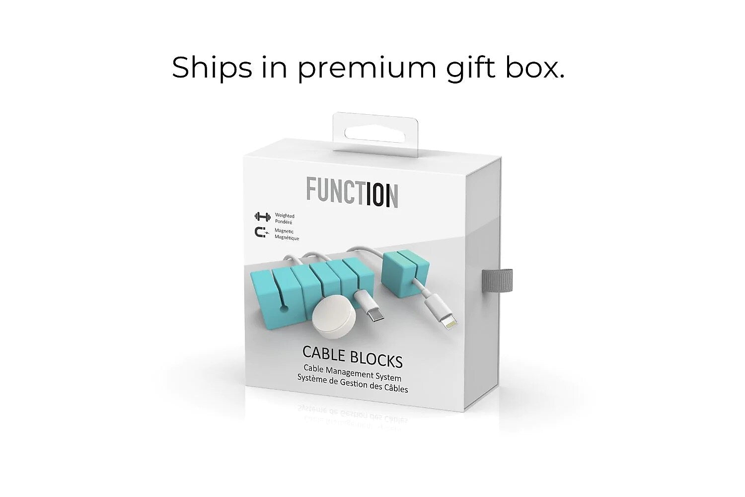 Function101 Cable Blocks Magnetic Cable Management System, Light Blue, 4/Pack (F101-CBBLU)