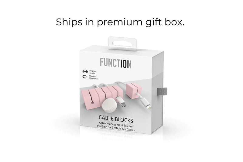 Function101 Cable Blocks Magnetic Cable Management System, Pink, 4/Pack (F101-CBPNK)