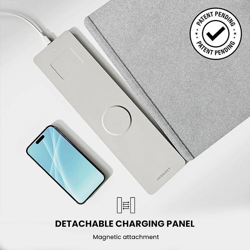 JOURNEY ALTI Wireless Charging Desk Mat, 26.8" x 14.6", Light Grey (JWCDMLG)
