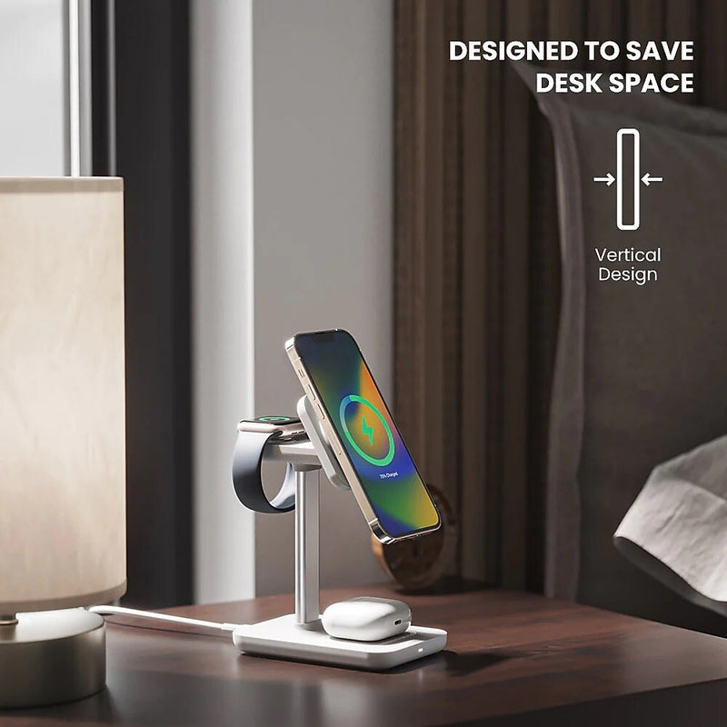 JOURNEY TRIO ULTRA 3-in-1 Fast Wireless Charging Station, White (JMSRT31WH)