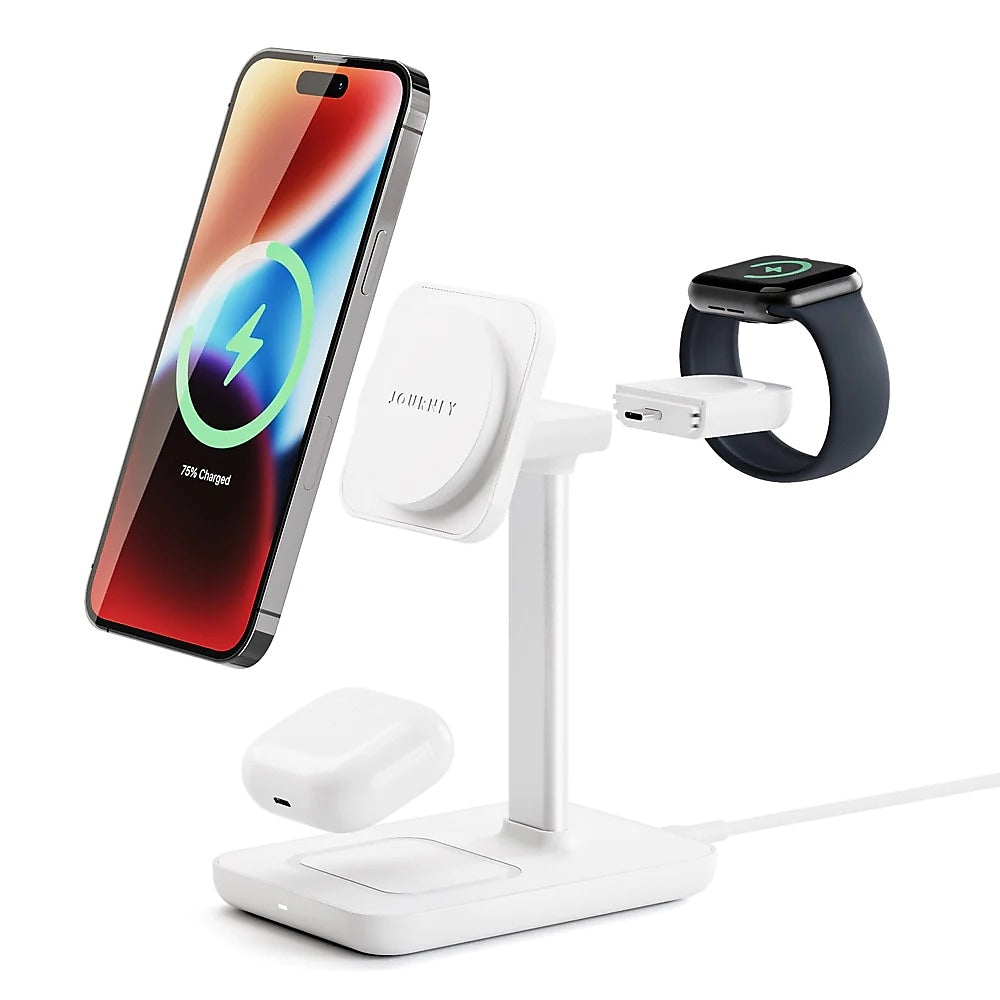 JOURNEY TRIO ULTRA 3-in-1 Fast Wireless Charging Station, White (JMSRT31WH)