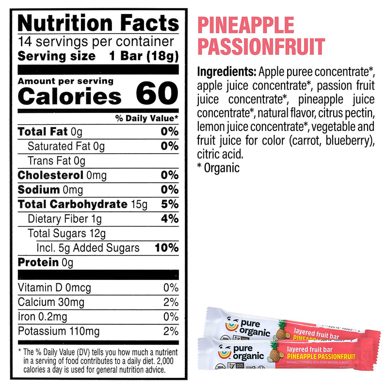 Pure Organic Layered Fruit Bars Variety Pack, 0.63 oz., 28/Pack (220-02261)