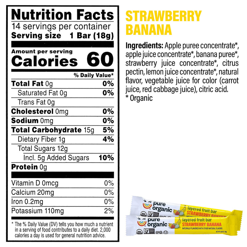 Pure Organic Layered Fruit Bars Variety Pack, 0.63 oz., 28/Pack (220-02261)