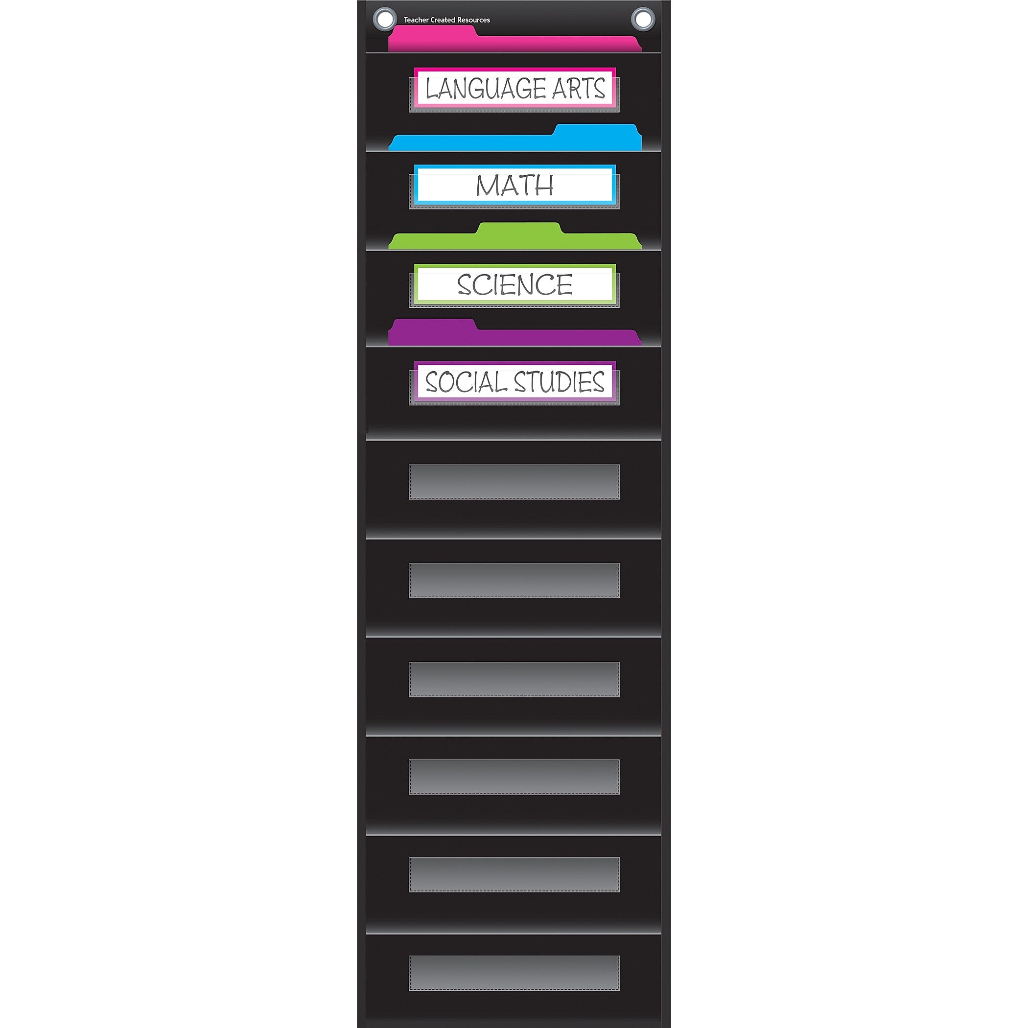 Teacher Created Resources 10-Pocket File Storage Pocket Chart, 14" x 58", Black (TCR20841)
