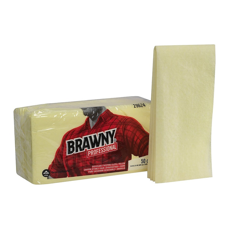 Brawny Professional Nylon Dusting Wipers, 24" x 24", Yellow, 200 Wipers/Box (29624)