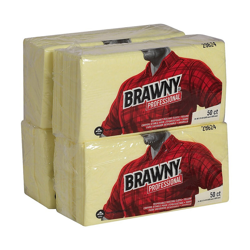 Brawny Professional Nylon Dusting Wipers, 24" x 24", Yellow, 200 Wipers/Box (29624)