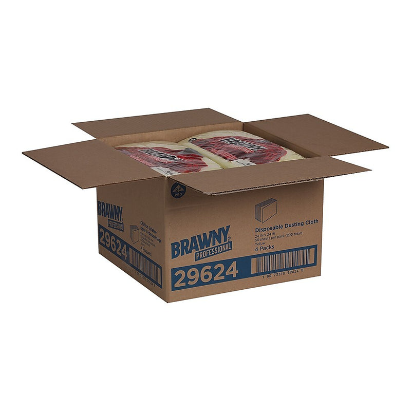 Brawny Professional Nylon Dusting Wipers, 24" x 24", Yellow, 200 Wipers/Box (29624)