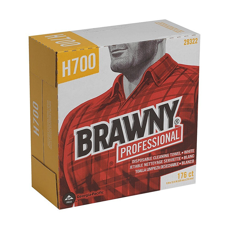 Brawny Professional H700 Fiberboard Cleaning Wipers, 12.5" x 9.1", White, 176 Wipers/Box, 10/Carton (29322)