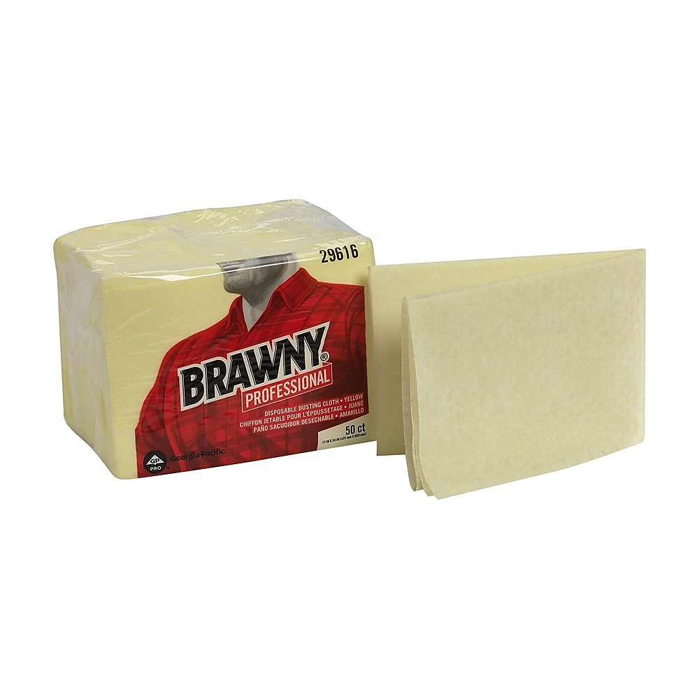 Brawny Professional Dusting Cloths, Yellow, 24 Cloths/Pack (GPC29616)