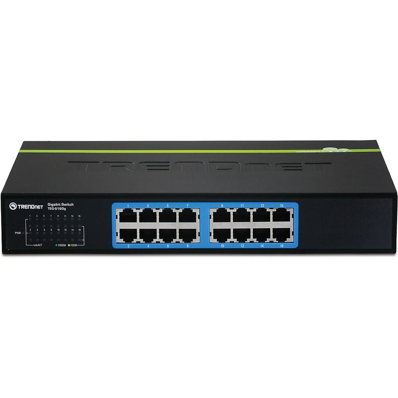 TRENDnet 16-Port Gigabit Ethernet Unmanaged Switch, 10/100/1000 Mbps, Black  (TEG-S16DG)