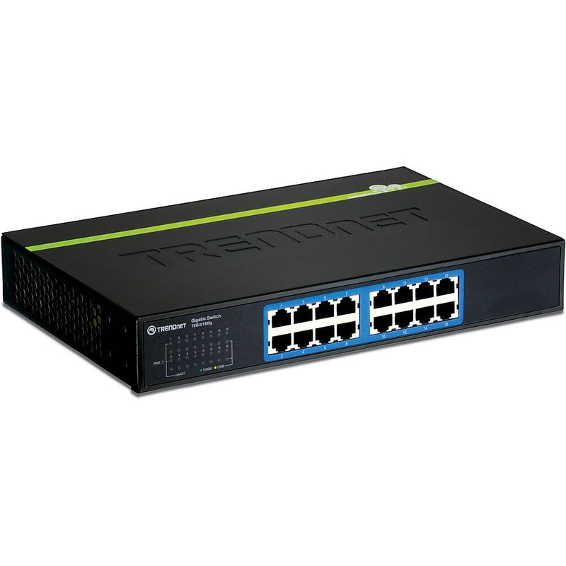 TRENDnet 16-Port Gigabit Ethernet Unmanaged Switch, 10/100/1000 Mbps, Black  (TEG-S16DG)