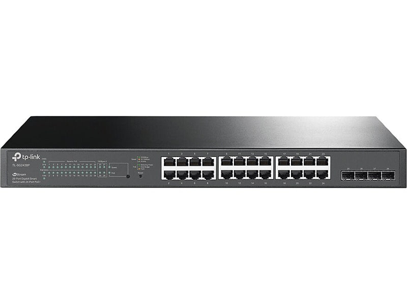 TP-LINK JetStream 24-Port Gigabit Ethernet PoE+ Smart Switch, Black (TL-SG2428P)